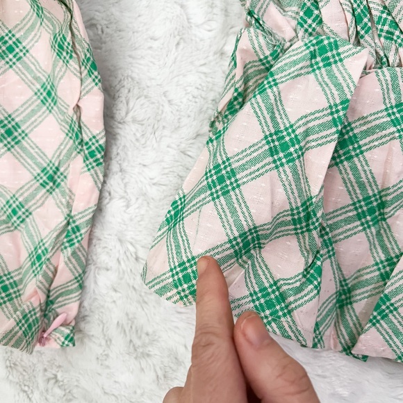 NWT- Dolls Kill DAISY STREET Balloon Pink/Green Puff Sleeved Plaid Ruffle Top - Picture 12 of 12